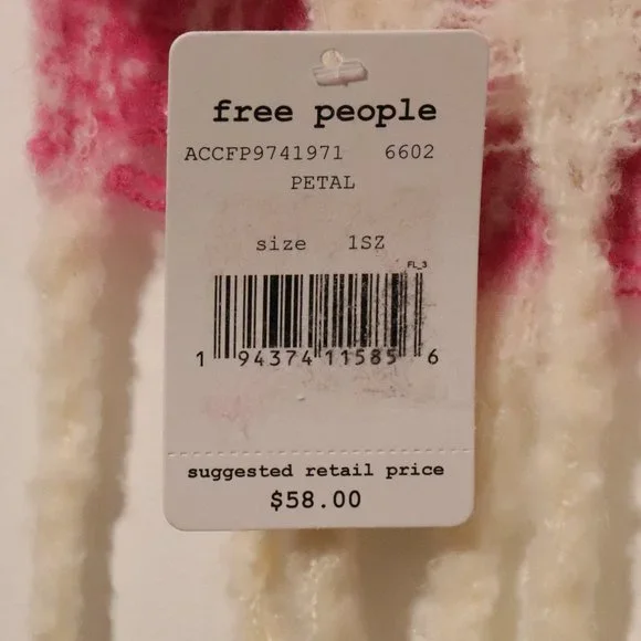 NWT Free People Gemini Plaid Blanket Scarf in Petal